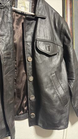 Black Leather Button-Front Jacket