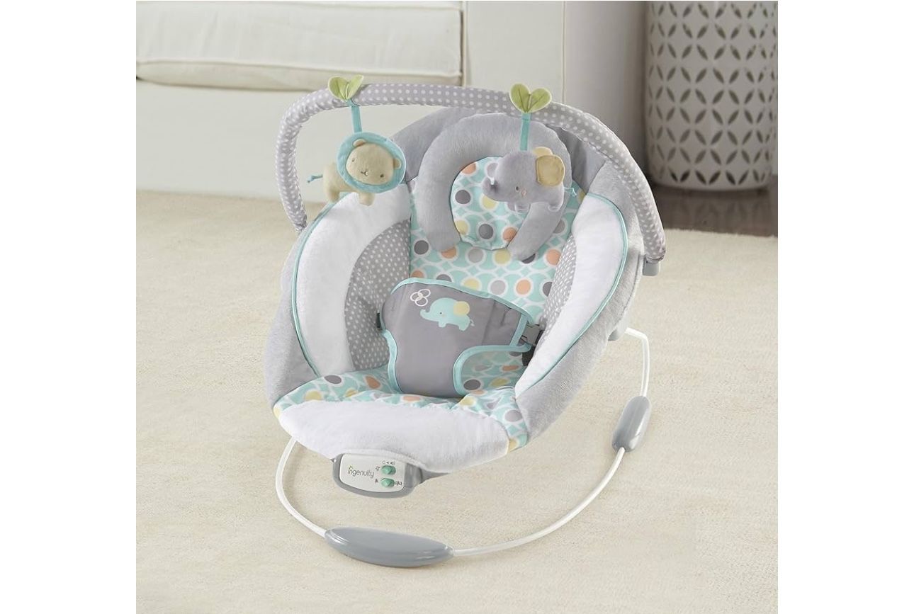 Ingenuity Soothing Baby Bouncer Infant Seat with Vibrations, -Toy Bar & Sounds, 0-6 Months Up to 20 lbs (Morrison) Amazon's Choice