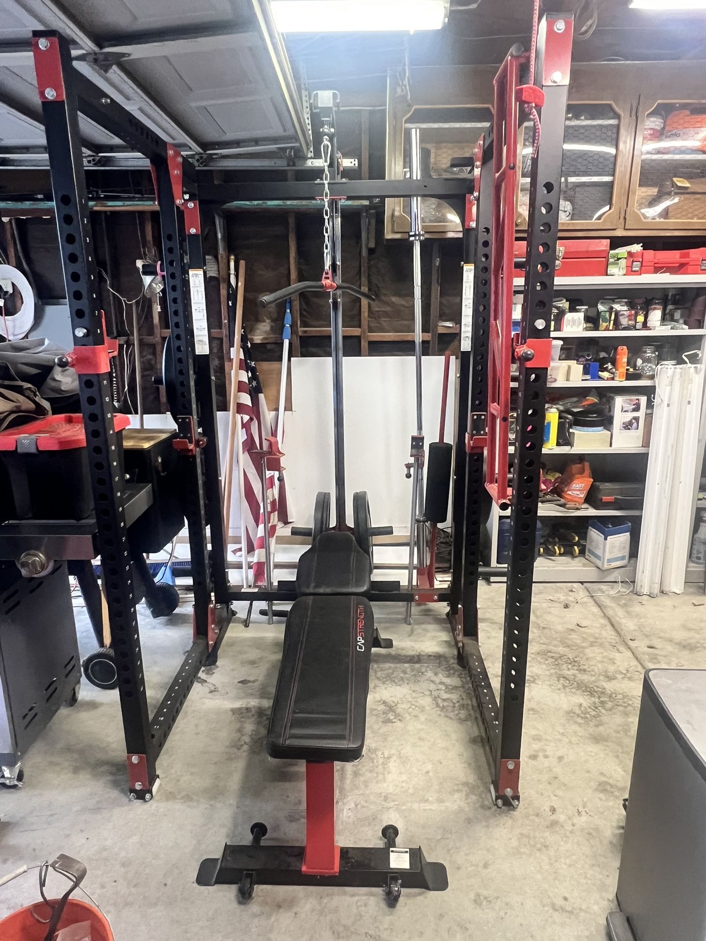 Warrior FreeStanding Folding Cable Pulley Power Rack Cage/Rack
