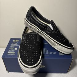 NEW *NO LID* Vans Premium LX Classic Slip-On 98 Pearlized Black Studded Shoes Womenās 8 Menās 6.5