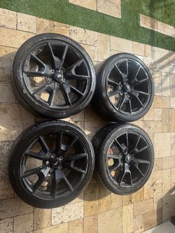 2017 Ford Mustang Black Wheels with Tires Set of 4