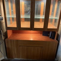 Hutch Light Up Glass Door Cabinet