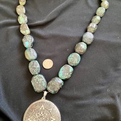 The Tenochtitlan, Turquoise and Sterling Silver Necklace 