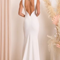 Wedding Dress - Size L - Backless Sleeveless Mermaid