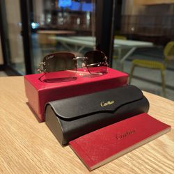Brown Aviator Style Sunglasses Cartier Brand 