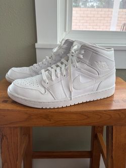 Nike Air Jordan 1 Mid Triple White – Men’s Size 12