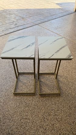 Gold and Faux Marble Side Tables
