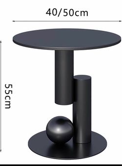 Metal Black Round Side Table with Sculptural Base