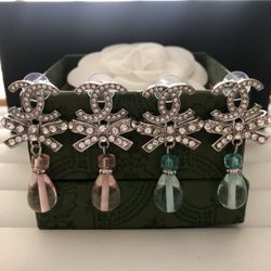 Cc Diamond Waterdrop Dangle Earrings Beautiful Lovely Pink
