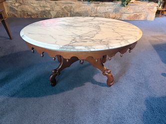 Antique Solid Mahogany Marble Top Accent Table