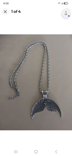 Mermaid 🧜‍♀️ tail adjustable silver tone necklace