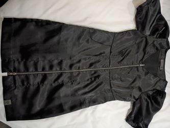 Black Satin Mini Dress with Zipper