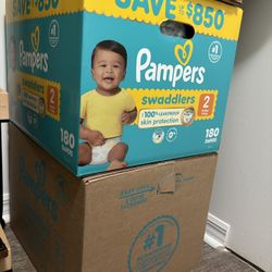 1 Huge Box Of Size 2 Pampers Swaddlers