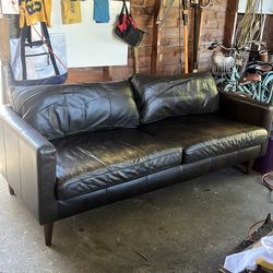 Brown Leather or Pleather Couch