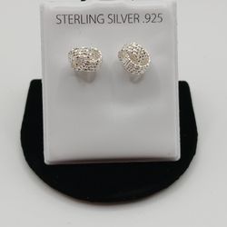 925 Sterling Silver Earrings Diamond Cut Knots