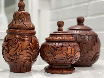 Hand Carved Wooden Decorative Containers