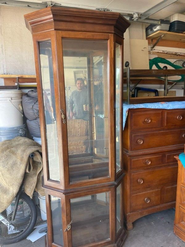 Polaski Furniture Lighted Curio Cabinet With Glass Shelves