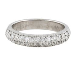 14k White Gold Double Diamond Band Ring