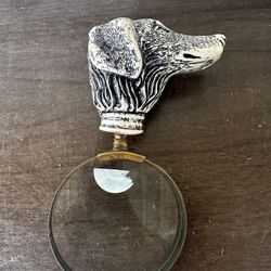 RareVintage Desktop Magnifying Reading Glass with Figural Dog Head Handle