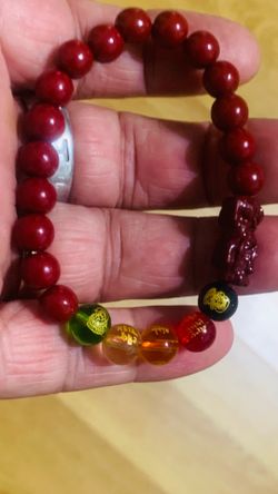 Wards Off Evil, Attracts Wealth and Blessings — Cinnabar Bracelet (Bead Diameter:8mm)