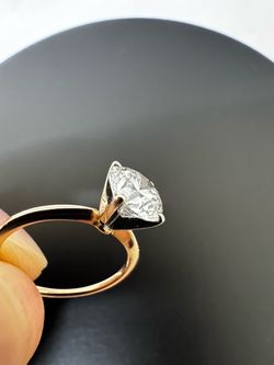 14K Gold 1.7 Lab Diamond Solitaire Ring 2.2G Size 6.5