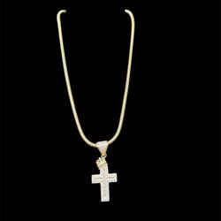 Cross With Crown Pendant With Chain 