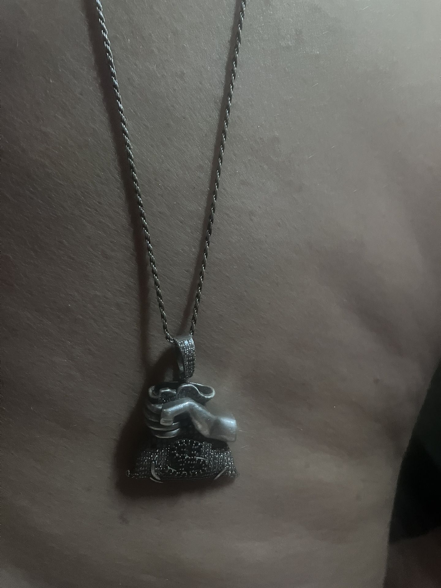 Italy 925 real chain necklace with real pendant with real diamonds all over the pendant