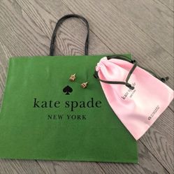 Kate Spade Pink &amp; Gold Signature Spade Earrings w bag - excellent condition 