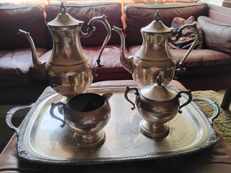 Fina silver plate tea coffee service w tray. MSM