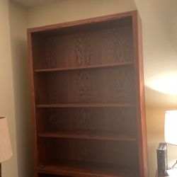 Real Wooden Furniture Pair Of Book Shelves And Desk Set