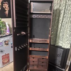Full Length Mirror And Lockable Jewelry Case