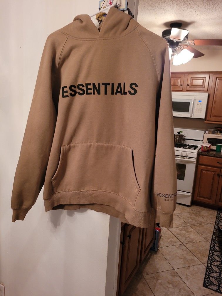 Mens Essentials Brown Hoodie Medium New