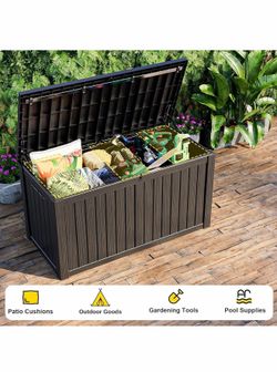 320 Gallon Large Outdoor Storage Box Waterproof, UV Resistant Resin Deck Box with Hydraulic Rod & Lockable Latch for Patio Furniture, Outside Storage 