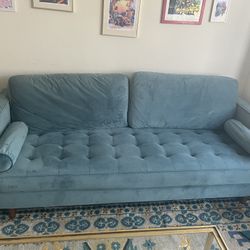 Beautiful Turquoise/Spa Blue Velvet Sofa