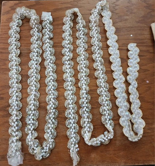 Vintage Scalloped Lace With Beading And Fake Pearls