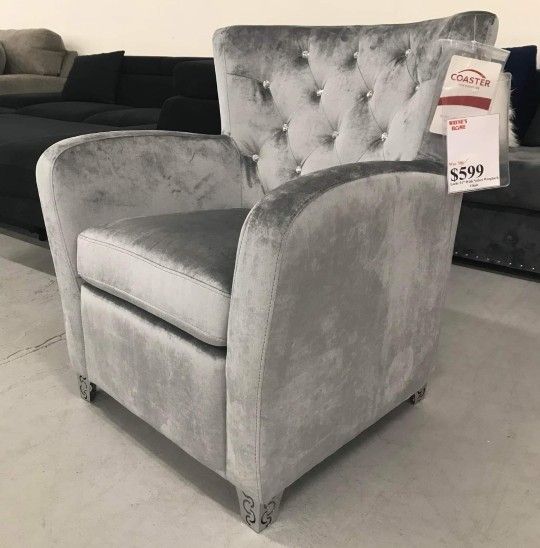 Brand New 💥 Cheap Opportunity Product/  Shiny Gray Arm Chair 