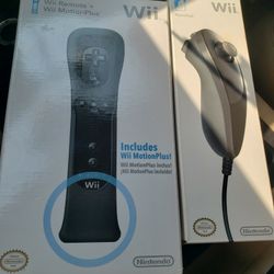 OEM Nintendo Wii Black Remote Controller W/ Motion Plus - COMPLETE! CIB AND OEM Nunchuck CIB 