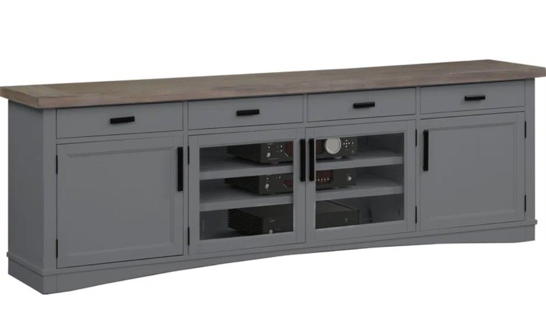 Gray Media Console Cabinet 92 Inches