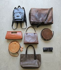 Reseller Lot: 8 Vintage & Genuine Leather / Woven Handbags & Bags (Tannery Manila, Greta Garbo)