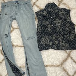 lv jeans and vest