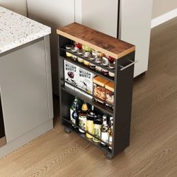 4-Tier Storage Cart, Slim Rolling Narrow Cart