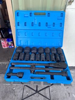 3/4 in. Drive Cr-Mo Steel SAE Deep Impact Socket Set with Extension Bar, Sliding T-bar and Carrying Case (22-Piece)