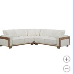 Lerena Fabric Sectional sofa couches  Retails at Costco was $1800  Features: Material: 100% Polyester Fabric Easy-to-Clean Fabric Solid Wood Trim and 