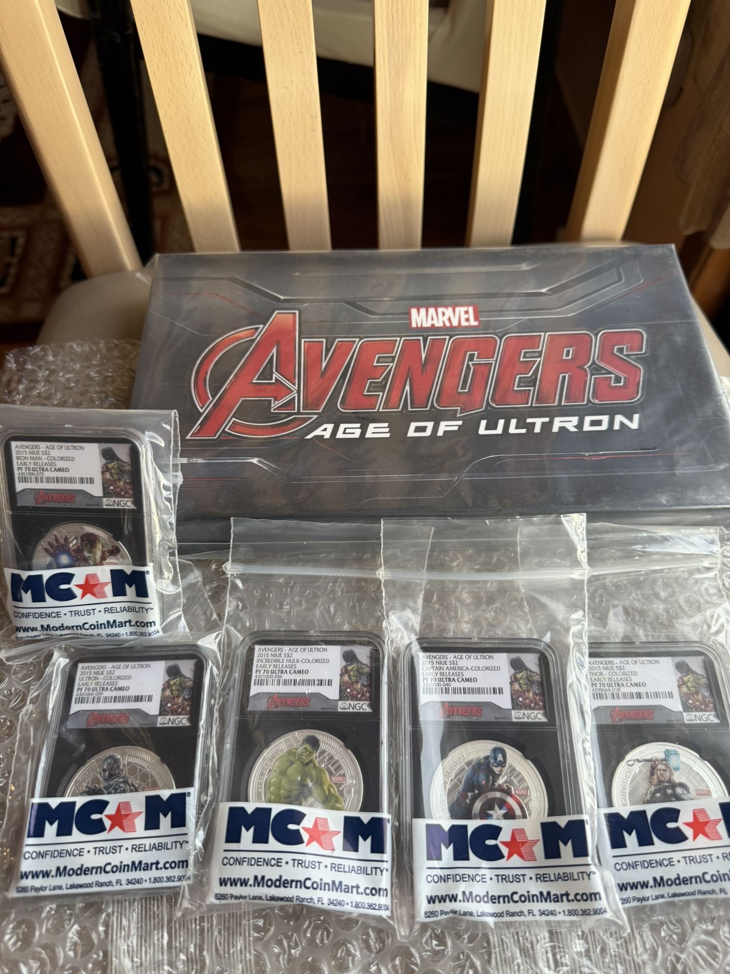 2015 NGC PF70 ULTRA CAMEO MARVEL:AGE OF ULTRON -COLLECTOR’S SET