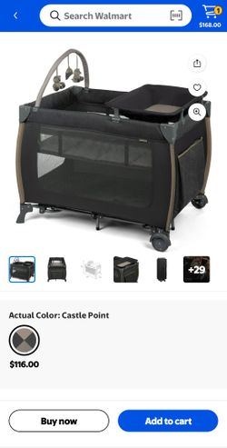 Monbebe Play Yard – Full-Size Rocking Bassinet, Removable Changer & Toy Bar