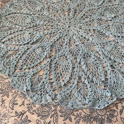 High quality yarn handmade crochet baby blue round doily