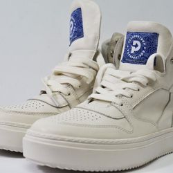 NEW PASSPORTADV Men's White Leather Sneakers High Top Shoes - Size 44- 🔥225$ official price