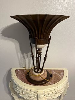 Large Decorative Torchiere Table Lamp – Bronze Finish & Faux Marble Base