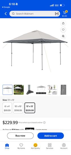 Core 13'x 13' Center Push Instant Canopy for Camping & Tailgating, Dark Gray