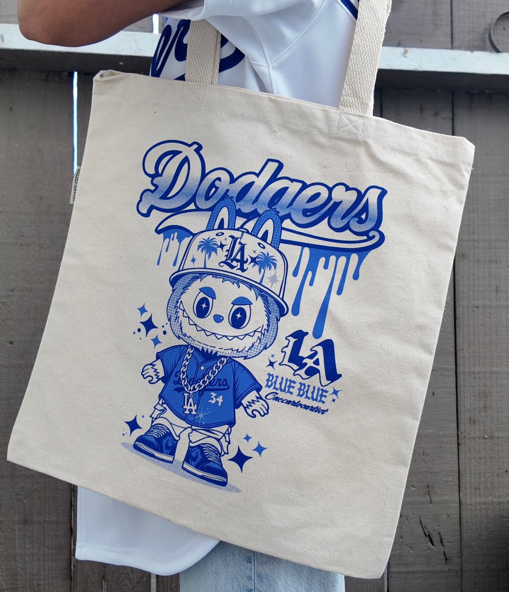 DODGERS tote Bags// Labubu